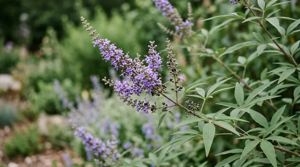 שיח אברהם מצוי Vitex agnus-castus - תפרחת סגולה ופירות כהים